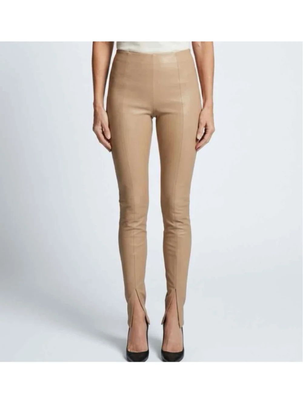 Jason Wu Tan Faux Leather Skinny Leg Pants Size Medium NWT